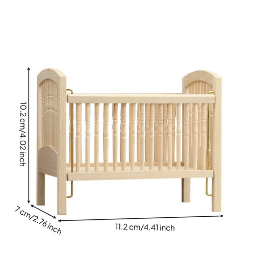 1/12 Dollhouse Crib Unfinished Doll Crib Paintable Dollhouse Cot for Crafters