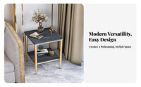 2-Tier End Table Sintered Stone Top levelTier Side Table Space-Saving Size Sturdy Construction for Apartment Dwellers