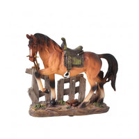 Fence Base Horse Figurine Molded Details Home Decor Textured Ground for Shelf
