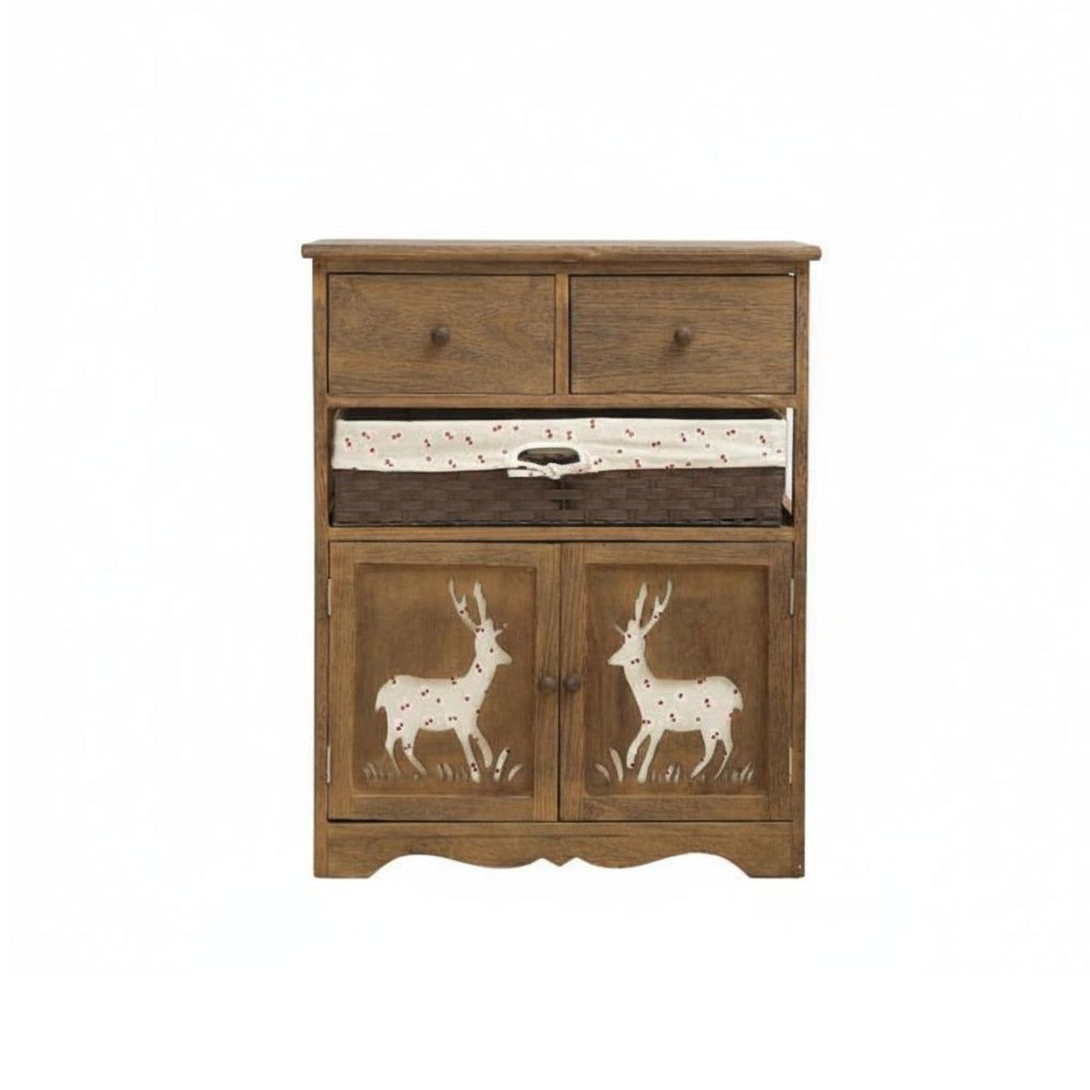 Rustic Design Cabinet with Woven Baskets Multi-Functional Freestanding Tower with Woven Baskets long-lasting Construction Accent Chest for Homeowners, Renters, Parents, Living Room, Bedroom, Entryway, Hallway