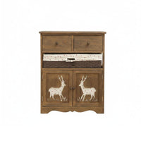 Rustic Design Cabinet with Woven Baskets Multi-Functional Freestanding Tower with Woven Baskets long-lasting Construction Accent Chest for Homeowners, Renters, Parents, Living Room, Bedroom, Entryway, Hallway