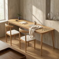Long Rectangular Desk Modern Design Wood Writing Desk Wide Tabletop Long Study Table