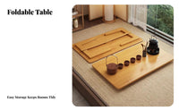 Foldable Low Tea Table Rounded Corners Bay Window Short Table Sturdy and Stable Japanese Aesthetic Floor Desk for Living Room