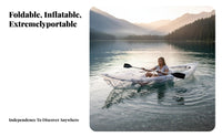 Thickened Body Transparent Watercraft Heavy-Duty 2-Person Inflatable Kayak Portable Inflatable Boat Puncture-Resistant for Outdoor Enthusiasts, Beginners, Fishing Trips, Rivers, Vacations, Beaches