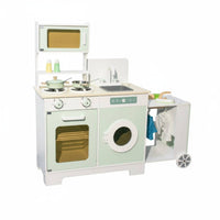 Play Fridge Cooktop Sink Set Realistic Simulation Sound and Illuminated Kitchenette Toy Multi-Functional Wooden Toy Kitchen