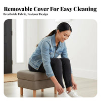 Upholstered Wooden Leg Stool dense Sponge pad for Living Room, Adults