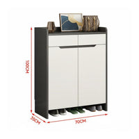 Entryway Shoe Cabinet Freestanding Shoe Storage Modern Shoe Organizer Shoe Cabinet with Drawers Solid Wooden Construction Adjustable Shelving Suitable for Household Entryways Home Organization