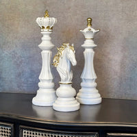 Nordic Chess Piece Decor, Black and White, Resin Craft