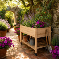 Wooden Garden Planter Box Slatted Shelf Raised Garden Bed uncoveredTop