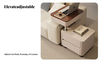 Height-Adjustable C-Table with Drawers Space-Saving Design Adjustable Curved Designd Table Multi-Functional Wheeled Storage Cabinet for Living Room