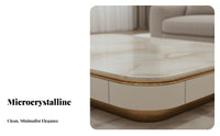 Light Luxury Design Long Storage Single Unit with Tabletop Marble-Like Top Coffee Table Minimalist Design Living Room Centerpiece Scratch Resistant for Homeowners, Apartment Dwellers, Interior Designers, Villa, Lounge Area