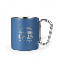 Attach-on Camping Cup with Carabiner Handle Compact Camp Cup with Carabiner Handle Rugged Camping Mug Packable for Campers, Hiking, Travel