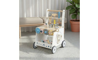 wood kids Activity Cart Storage Space Wooden Infant Sit to Stand Learning Toy Smooth Movement Educational Push Toy for Young Children, Infants, Playroom