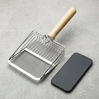 Cat Waste Removal Tool With Wooden Grip, Metal Sifter and Mesh Strainer for Pet Crate, Mesh Cleaning Tool for Fast Waste Removal