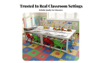 Kindergarten Training Table Double Person Long Table Steel Frame Rectangular Student Desk for Students, Preschoolers, Classroom, Daycare, Home