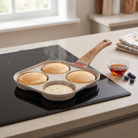 Egg Frying Pan with Lid Induction Compatible Egg Pan with Lid Stone-Derived Cookware for Busy Families, Students, Breakfast, Small Kitchens