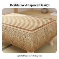 Japanese design Woven Top woven mat Table Serene Aesthetic Floor Desk Space-Saving Home Furniture space-efficient Design for Minimalists, Apartment Dwellers, People in Small Homes, Bay opening, Balcony, Living Room, Bedroom