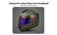 Carbon Woven Full-Coverage Helmet High-Visibility Accents Full Face Four-Season Guarding Headwear for Women, Rough Terrain Riding, Daily Commute