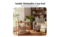 Mobile Painting Trolley Solid Wood Construction Art Supply Cart Lockable Casters Rolling Art Workstation for Artists, Painters, Workshop, Home, Garage