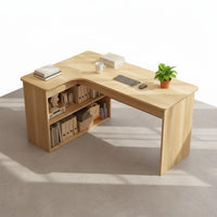 Space Saving Study Table and Bookshelf Combo Large Capacity Storage Corner Computer Desk with Hutch Wide Desktop Office Furniture Sturdy Construction for Students, Bedroom