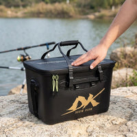Portable Foldable Fishing Bucket, EVA 40cm, with Lid and Handle, for Bait, Small Fish and Lure, 9-12L