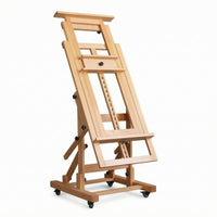 Rolling Studio Easel Solid Wood Art Supplies Wheeled for Professionals, Painters