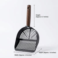 Wooden Handle 10th Gen Stainless Steel Silver Slotted Round Hole and 10th Gen Upgraded Carbon Steel Grey Slotted Round Hole litter sifter waste