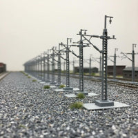 12 Pieces Catenary Mast Electrified Catenary Pole Realistic Railway Pole with Electrified-Wire-Wire Arm for Collectors, Dioramas