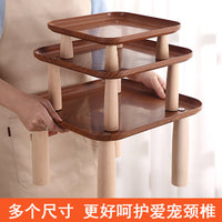 Square Pet Dining Table with Raised Bowls for Dogs and Cats
