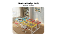 Easy to Clean Kindergarten Classroom Table Multi-Purpose Kids Art Table and Chair Set Large Tabletop children's Drawing Desk with Storage Safety Rounded Corners for Preschoolers, Toddlers, Teachers, Training Center, Daycare, Playroom, Homework