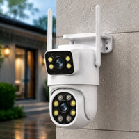 Outdoor WiFi Camera with Antennas Wireless Two-lensLens Camera Compact Hardwired for Home Entrance, Courtyard, Warehouse