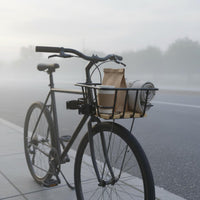 Bike Basket with Wood Base Water Resistant for Commuting
