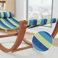 Hammock Chair with Stand Wooden Rocking Hammock Chair Striped Furniture for Garden, Balcony, Reading Corner