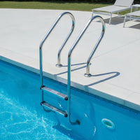 2-Step Pool Ladder Stainless Steel Swimming Pool Ladder with Handrails Polished