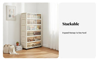 Foldable Storage Box with Front Door two-way Opening for Students, Homeowners