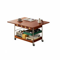 2-Tier Rolling Side Table Foldable Design 2-Tier Folding Trolley With Casters Multi-Functional for Apartment Dwellers