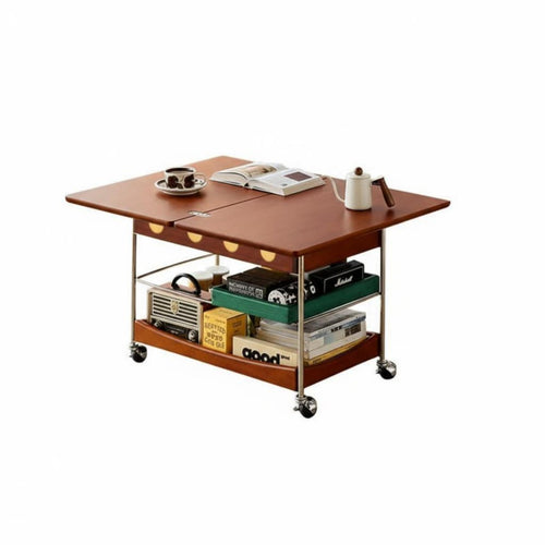 2-Tier Rolling Side Table Foldable Design 2-Tier Folding Trolley With casters