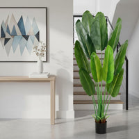 Low Maintenance Large Artificial Floor Plant No Watering Artificial Traveler's Palm Easy to Clean Faux Traveler's Palm Fade-Resistant for Allergy Sufferers, Living Room