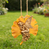 Ginkgo Frond Fairy Sign Detailed Sculpture Fairy Hanging Ornament Outdoor Decor