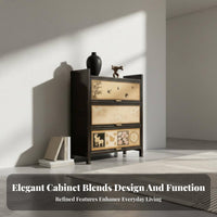 Multi-Tier Shelving unit with Cabinets Chinese appearance & pattern Etagere with Cabinet Retro artistic design Shelving unit for Book Lovers, Living Room, Study, Bedroom