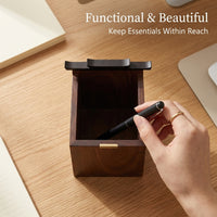 Wooden Pen Holder for Desk Storage, Solid Wood Pencil Organiser, Office Decor Stationery Cup, Gift for Students and Colleagues