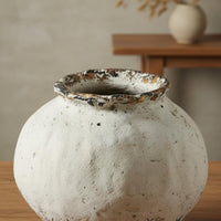Round Terracotta Vase Handcrafted flower Vase Distressed Finish Home Decor for Living Room