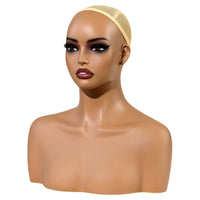 Mannequin Head with Shoulders Skin-Tone Female Display Bust Female Mannequin Head for Jewelers