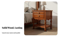 Solid Wood Construction American Design Nightstand Retro Design Wooden Nightstand with Drawers Carved Feature S Bedside Table with Drawers Multi-Purpose for Homeowners, Adults, Students, Guest Room, Hallway