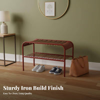 Modern Minimalist design 2-Tier Shoe Organizer with Seat Multi-Functional Design Entrypath Bench Space-Saving Storage Furniture High Load Capacity for Apartment Dwellers, Homeowners, Families, Hallpath, Bedroom, Closet
