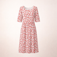 Summer Dresses for Women UK with Short Sleeves and Loose Waist, Ladies Clothes in Printed Flared Style, Plus Size Casual Wear