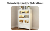Dust-Proof Bookcase with Glass Doors Dustproof Glass Door Storage Cabinet Modern Minimalist Design Floor Standing Bookcase Easy to Clean for Book Lovers, Homeowners, Collectors, Living Room, Study, Bedroom, Playroom
