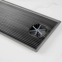 Utility Tray with Slatted Drainage Rectangular Tea Table Drainage Tray Gray for Baristas