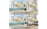 Stainless Steel Clothes Drying Rack with Shelf Rust-Resistant Double Rod Clothes Rack Sturdy Furniture Mobile for Balcony, Outdoor