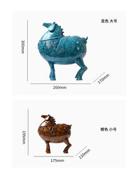 现代简约新中式创意金属唐马摆件样板房酒店民宿客厅书房桌面饰品